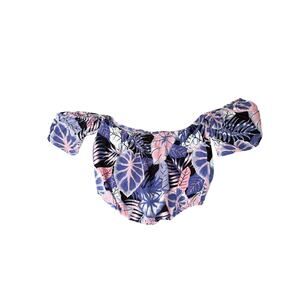 Charlotte Russe Women’s Off Shoulder Floral Crop Top Size S Purple Pink Tropical